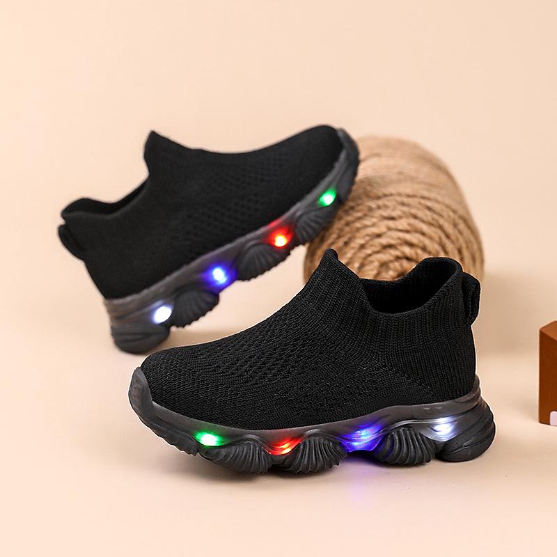 Pantofi Sport Cu Lumini pentru Copii, Tricotați Fly-Knit - Ultra-Ușori, Respirabili, Talpă Moale pentru Copii Mici