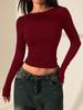 Crop Top Phumee Backless Lace Stitching Long Sleeve AE195