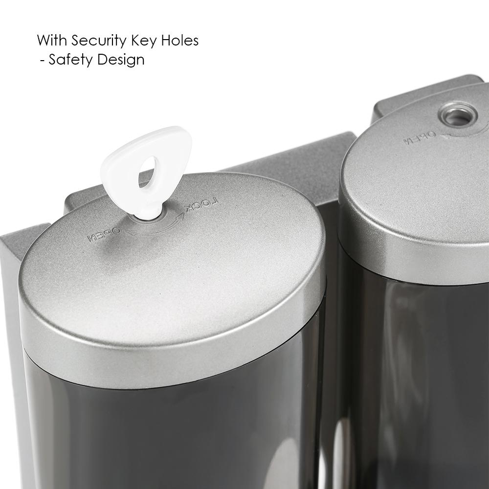 Manual Hand Soap Dispenser Wall Mount Double Liquid Shampoo Shower Gel Dispenser Hand Cleanser