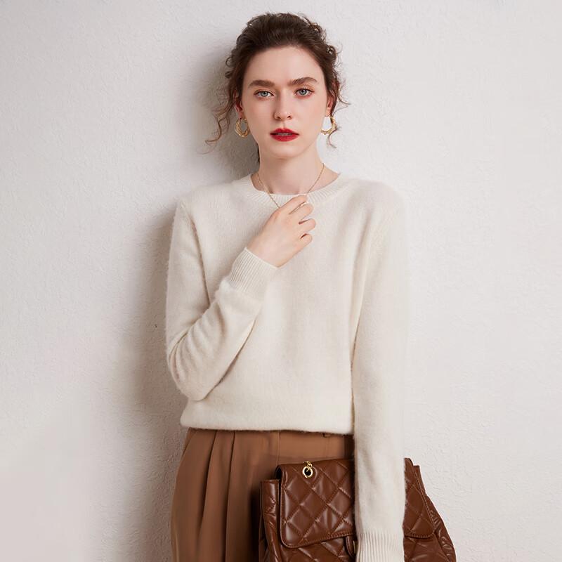 Fanzhen Women's 100% Cashmere Round Neck Sweater