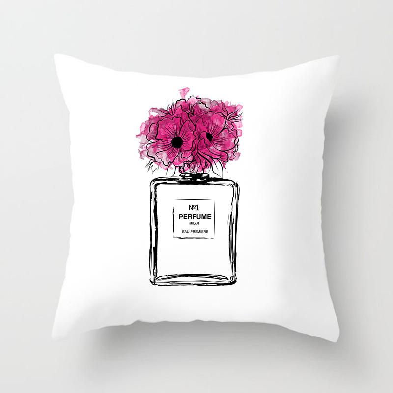 New Perfume Floral Pillows Case Modern Fashion Lady Decorative Pillows Cover Livingroom Bedroom Sofa Seat Simple Cushions Case
