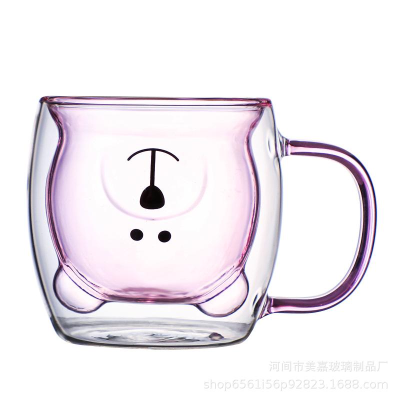 250ml Transparent Double Glass Cup Bear Animal Coffee Mug Cartoon Milk Juice Tea Drinking Cups Party Wine Glasses Drinkware