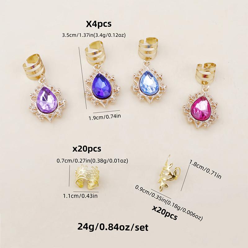 1Set Dreadlock Hair Rings Hair Jewelry Cuffs Clip Hair Braids Dirty Braids Bead Hippie Hairpin Accessories Headwear For Women