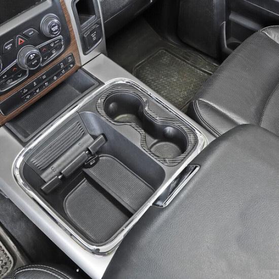 Carbon Fiber Front Cup Holder Cover Decor Ring Trim For Dodge Ram 1500 2010-2017