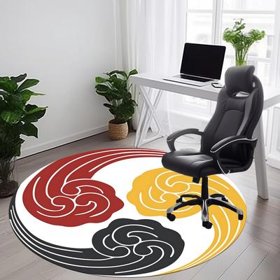 1pc Yin Yang Symbol Carpet, Round Non Slip Durable Large Size Office Carpet, Suitable for Office