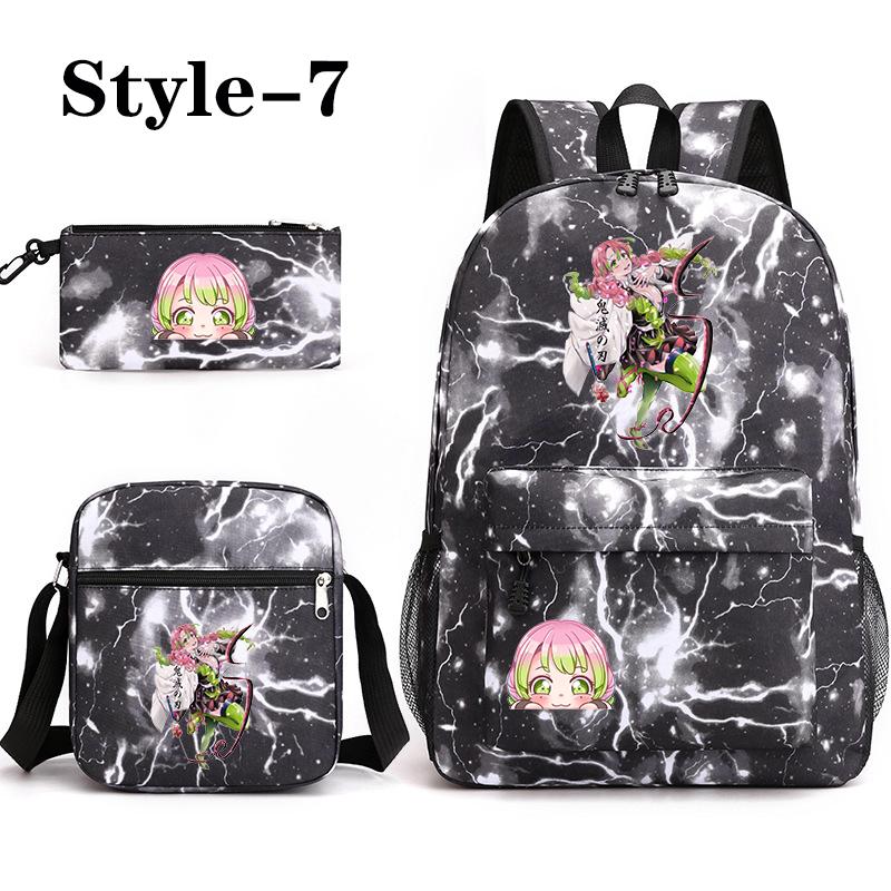 Cute Kanroji Mitsuri 3-Piece Backpack New Anime Kanroji Mitsuri Backpack Shoulder Bag Pencil Bag School 3-Piece Backpack