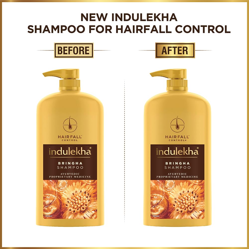 Indulekha Bringha Shampoo 1L For Hair Fall Control, Herbal Ayurvedic Cleanser, Strengthens Roots, Gentle Paraben-Free Hair Wash