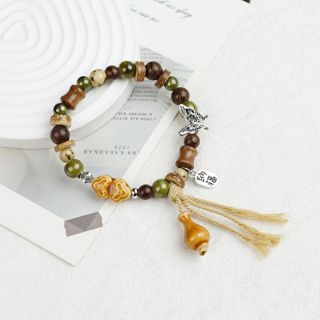 Ceramic beaded bracelet small fresh ancient style national style simple bracelet summer