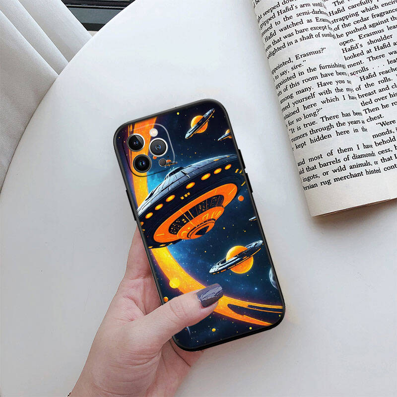 MH140 Space Alien UFO Phone Shell Case for iPhone 7 8 11 12 13 14 15 16 17 16E XS Pro Max XR X SE Air