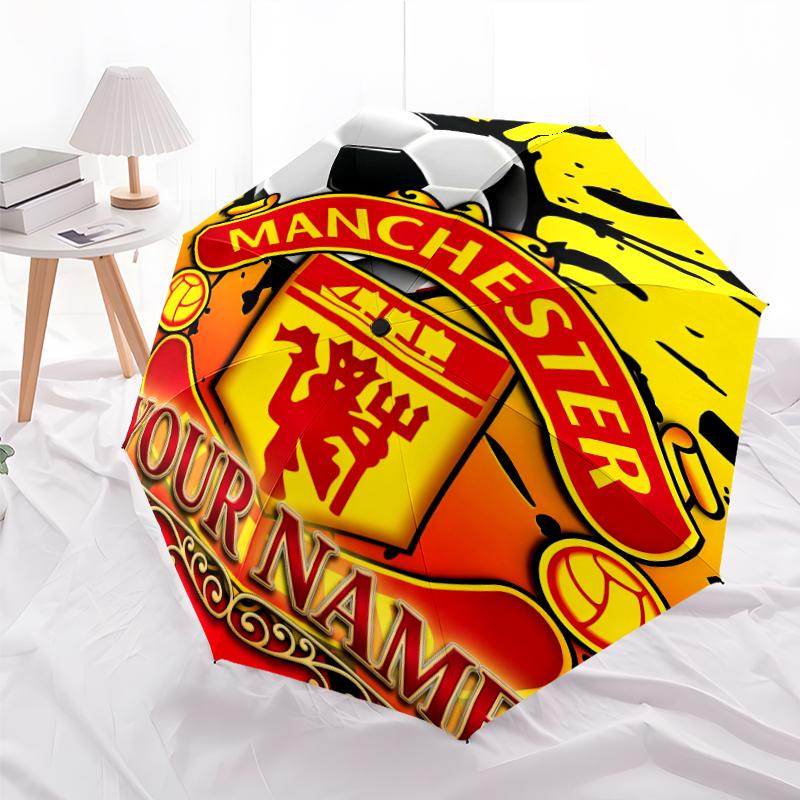 Personalized Name M-Manchester Print Umbrella, UV Shielding. It Has Eight Sturdy Ribs for Outdoor Use And Perfect As a Holiday Gift