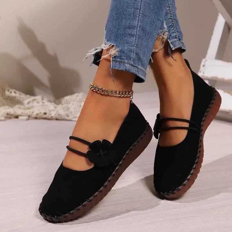 Fashion Female Shoes 2024 Plus Size Slip On Women's Flats Casual Daily Flats Women Round Toe Appliques Shallow Soft Bottom Shoes Women