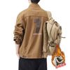 Men's Loose Fit Plus Size Khaki Denim Jacket - American Retro Spring/Autumn, Japanese Trend Brand