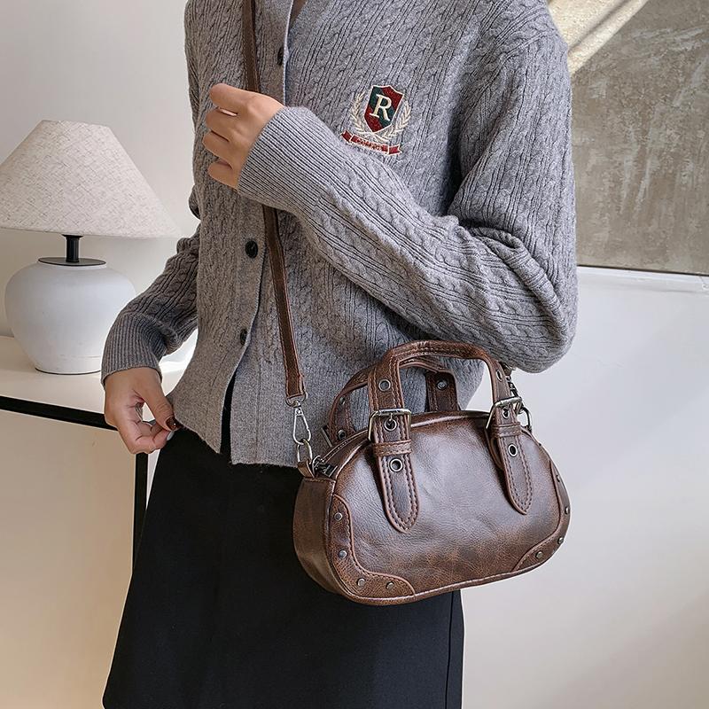 Retro Shoulder Crossbody Bags For Women Rivet Decor Top-handle Bags Casual Mini Saddle Bag  Latest Luxury Designer Handbags