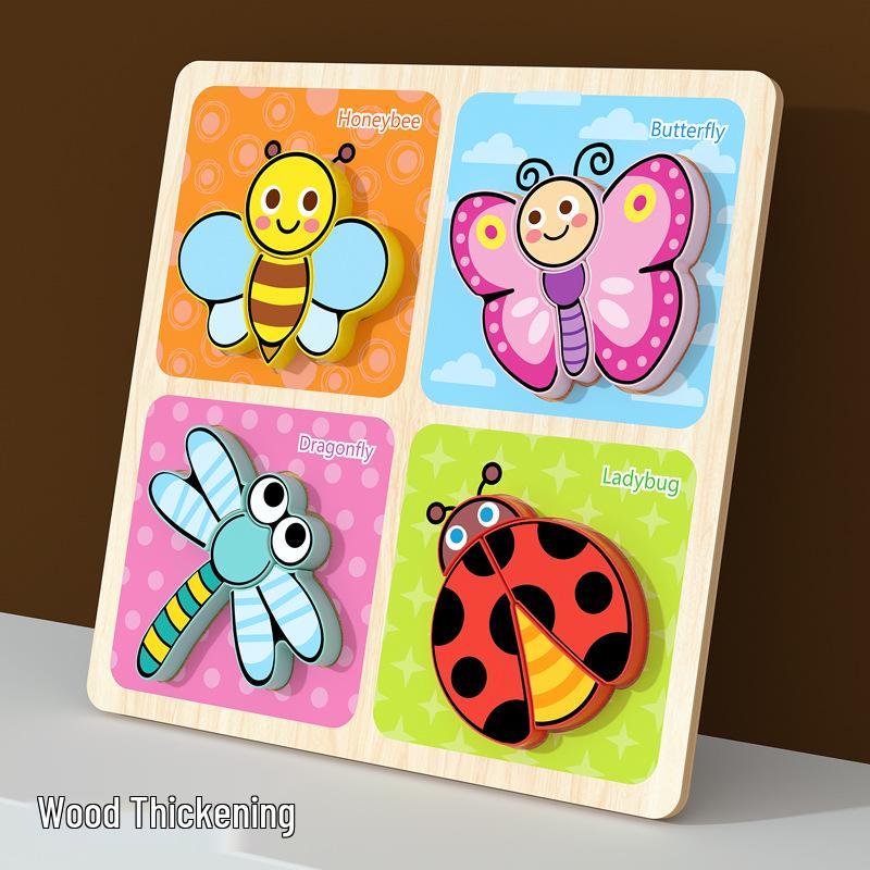 3D Wooden Cartoon Animal & Vehicle Jigsaw Puzzle - Educational Toy for Children's Early Learning
