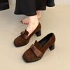 Fashion French Retro Fashion Bow Waterproof Platform High Heels Women's Shoes 2025 New Square Head Thick Heel Thick Sole Single Shoes