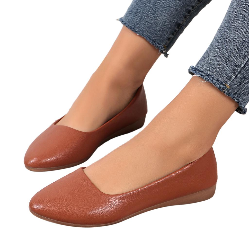 Ladies Large Size Single Shoes Simple Pure Colour Low Heel Flat Bottom Single Shoes Loafers Low Heel Shoes for Women Casual