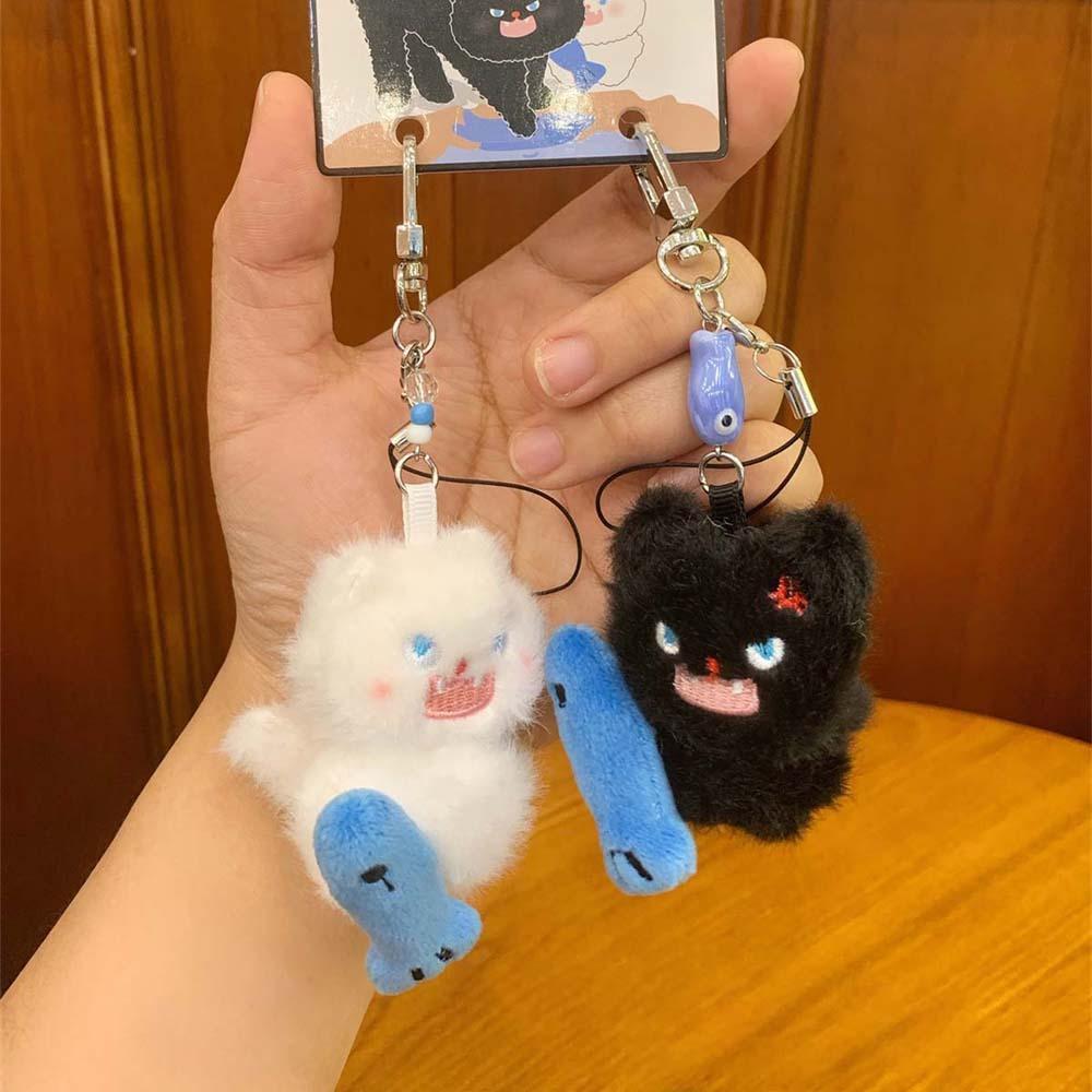 2pcs Zinc Zinc Alloy Angry Cat Keychains Mini Bag Charm Portable Plush Animal Key Ring  Kids