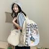College Style Plaid Student Schoolbag Removable Large-capacity Literary Bag Backpack