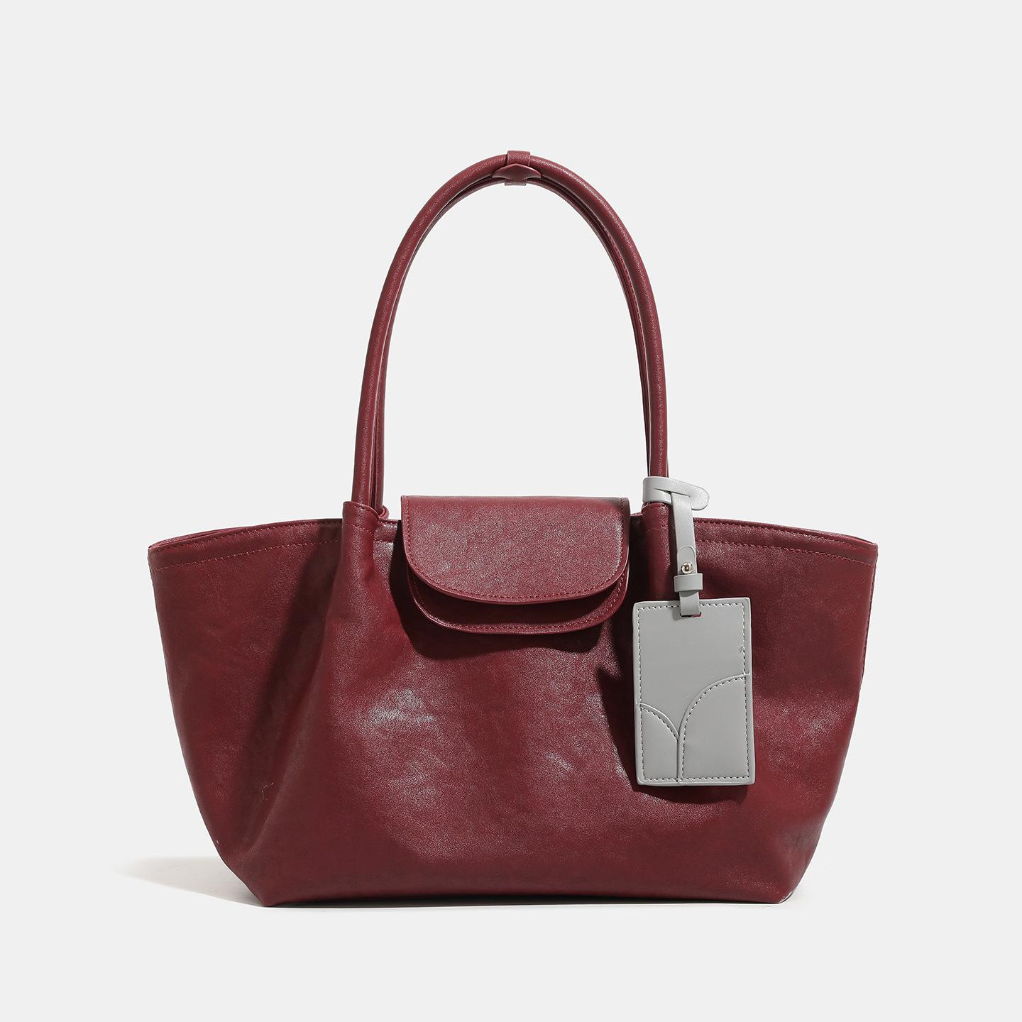 

Small Niche Red Large Capacity Tote Bag, Women s High-end Commuting Handbag, One Shoulder Large Bag