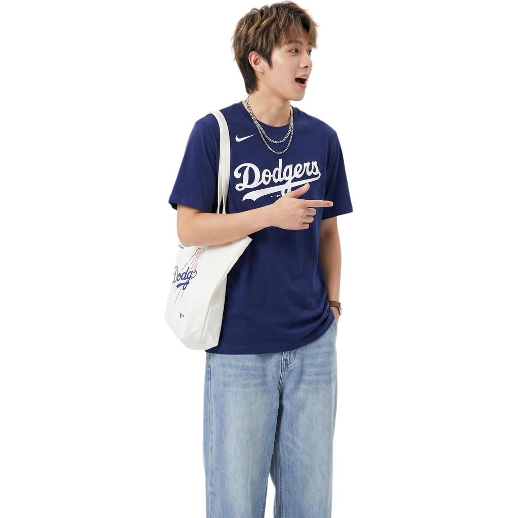 Nike X MLB Los Angeles Dodgers T Shirts Unisex Navy Blue Crew Neck Thin Other N199-44B-LD-M3X