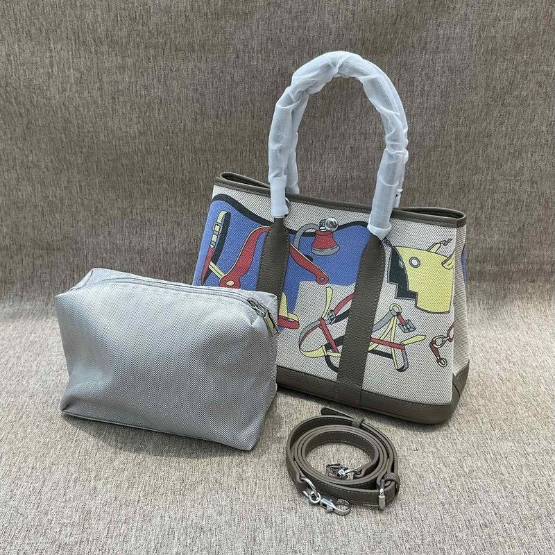 Νέα τσάντα από γνήσιο δέρμα, κορυφαία στρώση από δέρμα αγελάδας TOGO με πάνινη τσάντα κήπου, τυπωμένη τσάντα