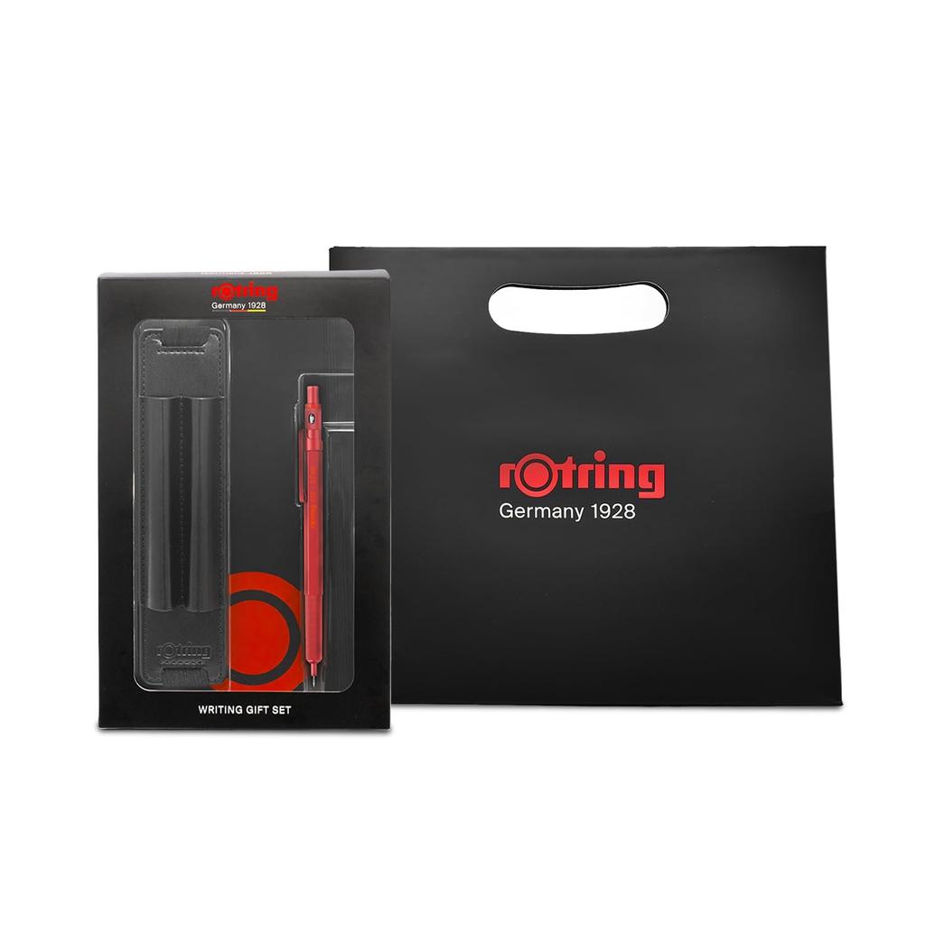 Rotring Mechanical Pencil 600 Madder Red Gift Box with Pen Pouch and Notebook and Shopper 2114264GB 0.5mm