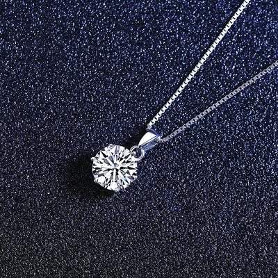 Fashion Real Moissanite Six Prong Pendant Necklace D Color VVS1 Lab Diamonds 925 Sterling Silver for Women Wedding Fine Jewelry