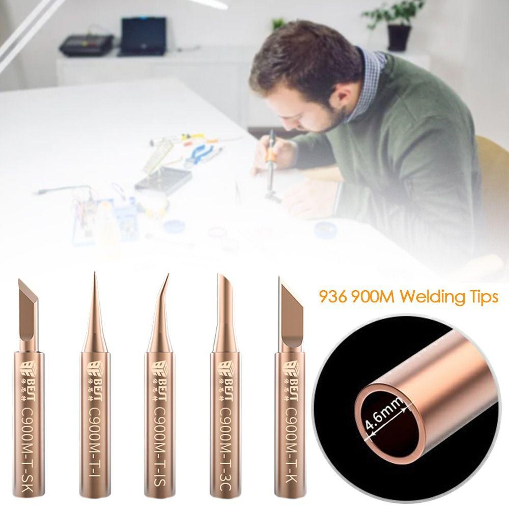 5Pcs Oxygen-free Copper Lead-free Solder Non-stick Tin Tip Soldering Iron Tips Welding Nozzle DIY Tools Set for Horns Plastic