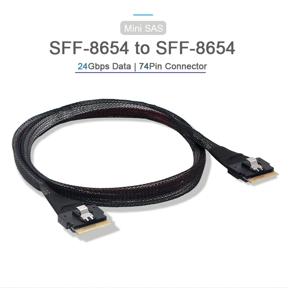 NFHK Slimline SAS 8i74Pin Host To 74Pin SlimSAS Target Cable 50cm PCI-E 4.0 SFF-8654 SFF-8654