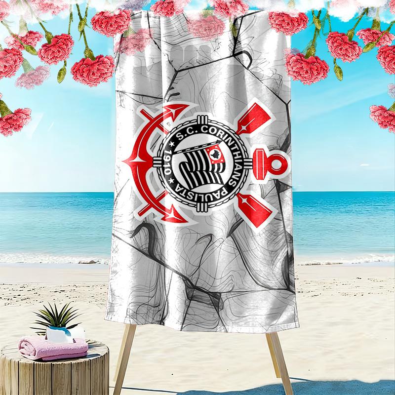 SC Corinthians Paulista Print Beach Towel, Large Soft Quick Dry Towel for Beach Camping Swimming