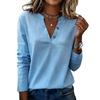 Camisa Henley de Manga Larga para Mujer Casual Holgada Botones Cuello en V Ligera Pulóver para Uso Diario