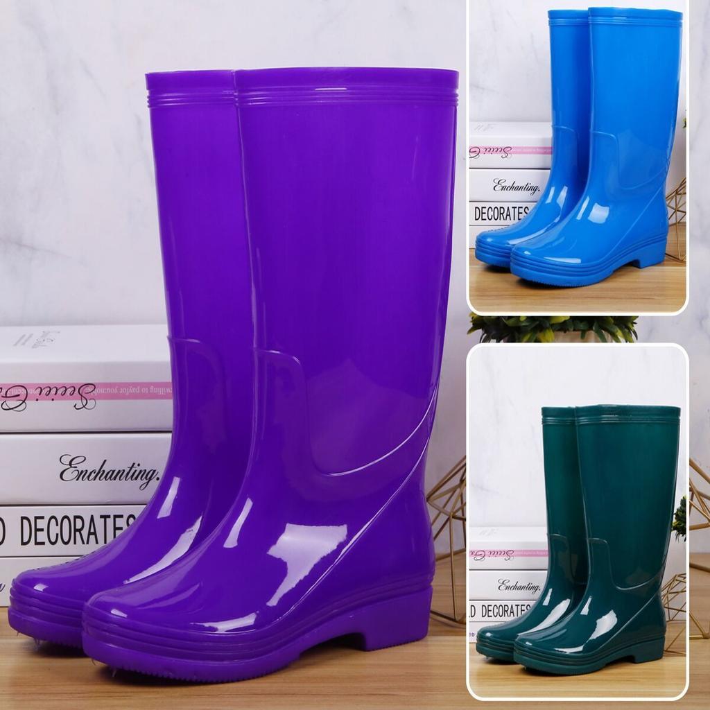 Shoes women's high tube fashion non-slip rain shoes medium tube wear-resistant anti-shoe long tube rain boots velvet thermal short boots