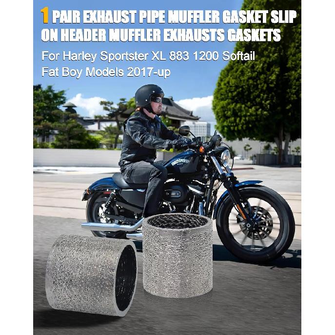 2 Stück Auspuffrohr Schalldämpfer Dichtung Slip-On Krümmer Schalldämpfer Auspuffdichtungen für Harley Sportster XL 883 1200, Softail Fat Boy