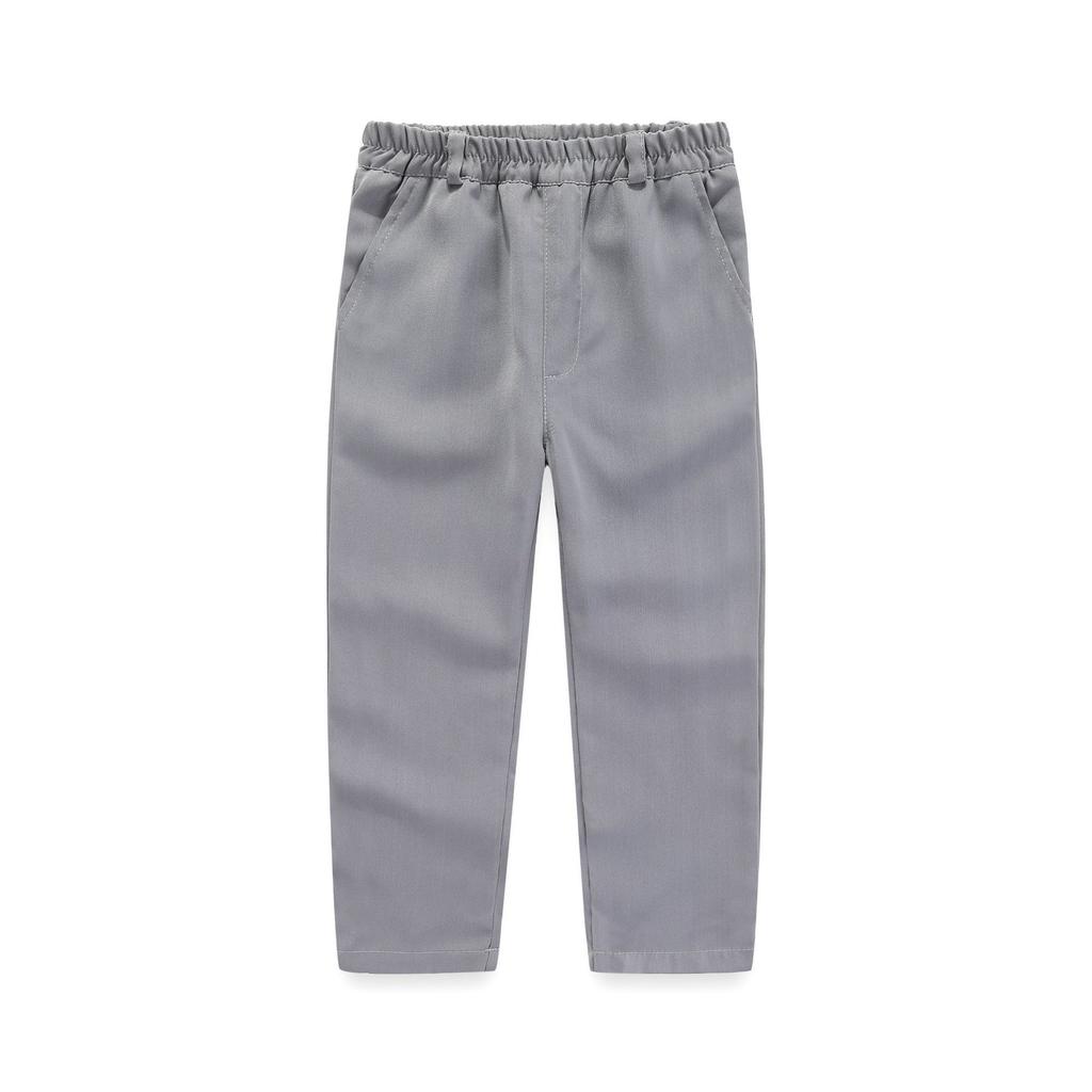 Elastic Waist Wrinkle Resistant Solid Casual Suit Long Pants For Kids And Teenagers