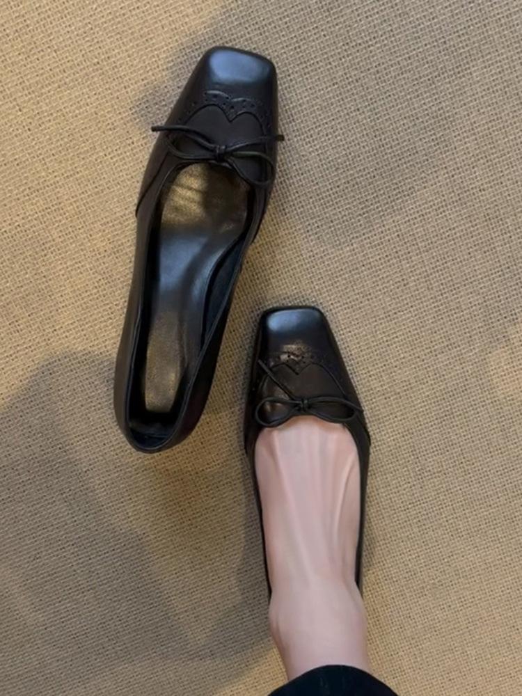 Black temperament high heels women's senior not tired feet bow light mouth single shoes commuter shoes