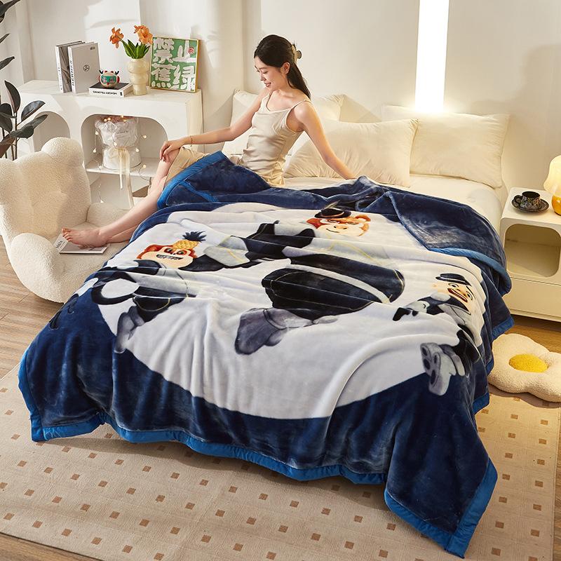 Double-Layer Thickened Fleece Blanket for Single or Double Use Autumn/Winter Cover Blanket