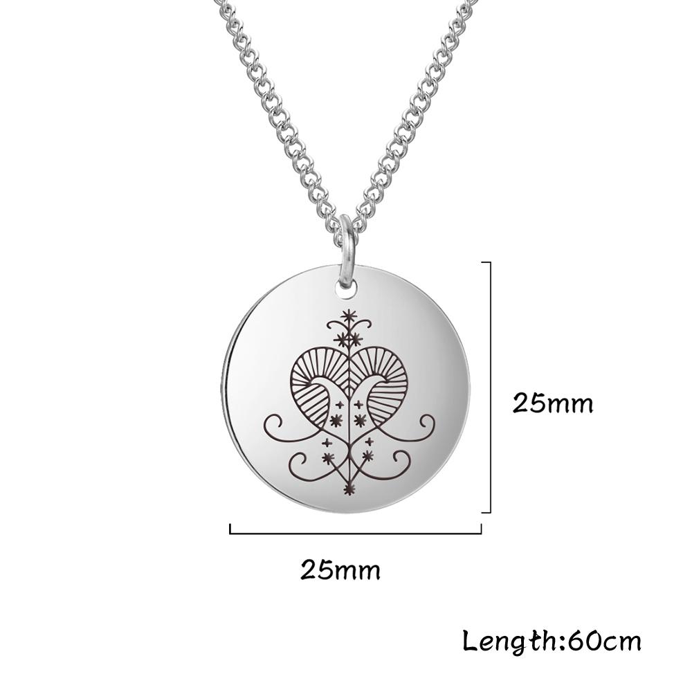 Dawapara Veve Erzulie Amulet Voodoo Talisman Pendants Necklace Goddess of Love and Desire Necklaces Stainless Steel Jewelry