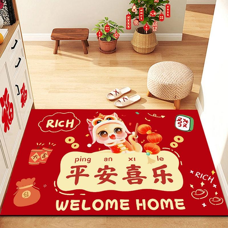 Chinese New Year 2025 Doormat The Year of Snake Carpets Door Entrance Mat Spring Festival Anti-slip Carpet Home Lucky Supplies