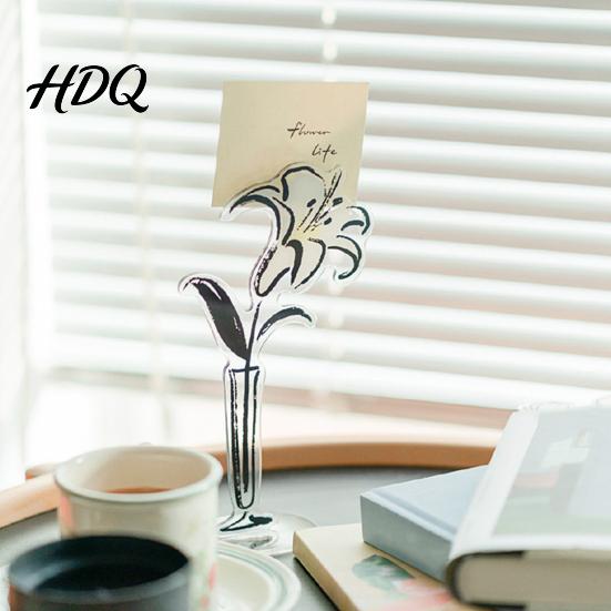 Invisible Clip Slot Holder Desk Memo Holder Acrylic Flower Vase Photo Display