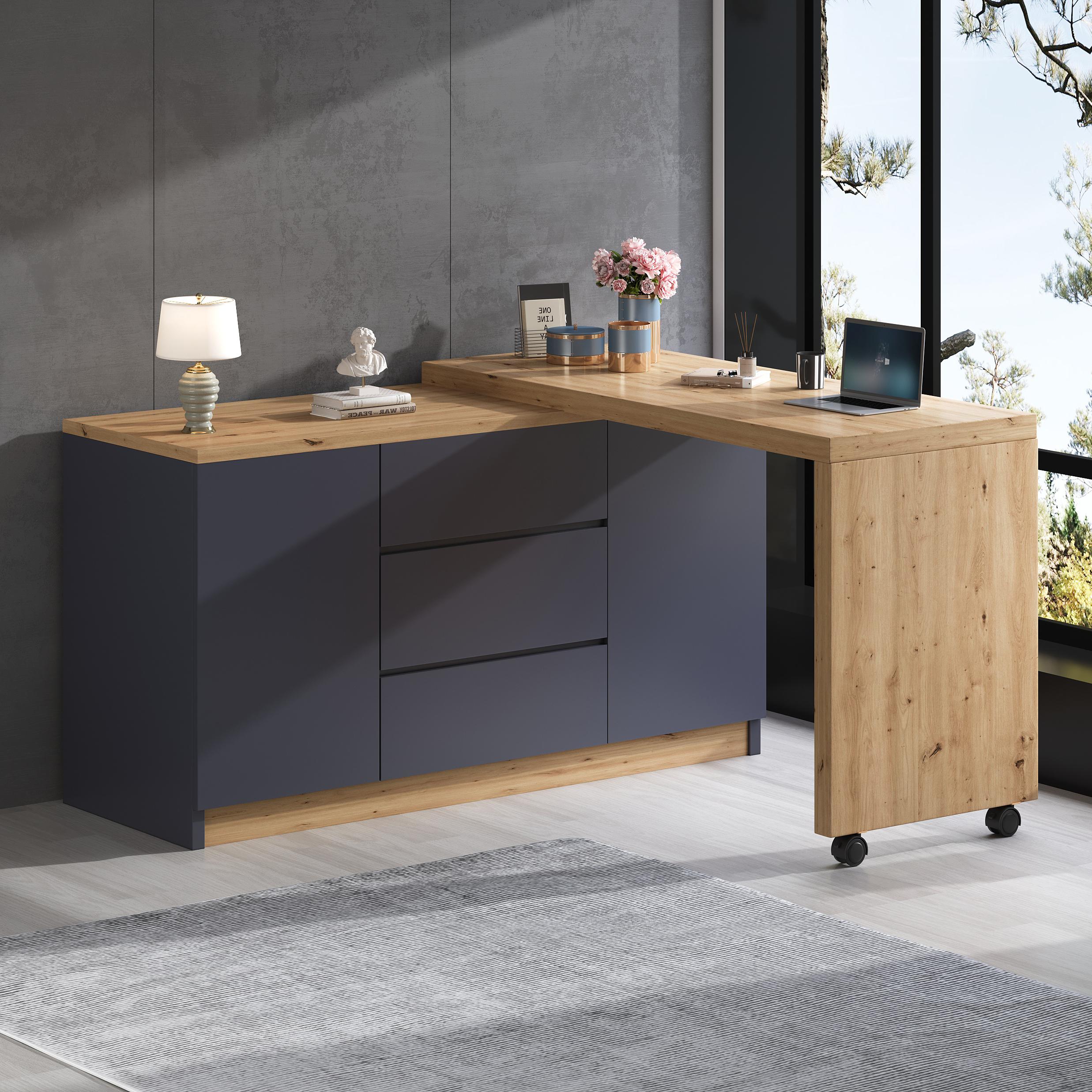 Desk with Lockable Casters – Multifunctional
