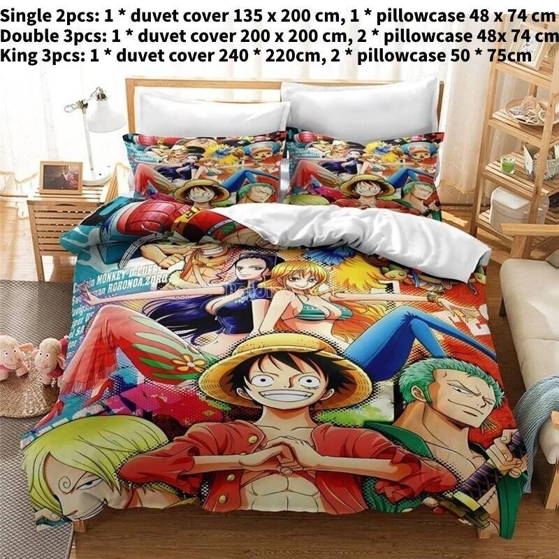 

Anime Piece One Bedding Set Juvenile Monkey Dluffy Single Double Cover Duvet Single