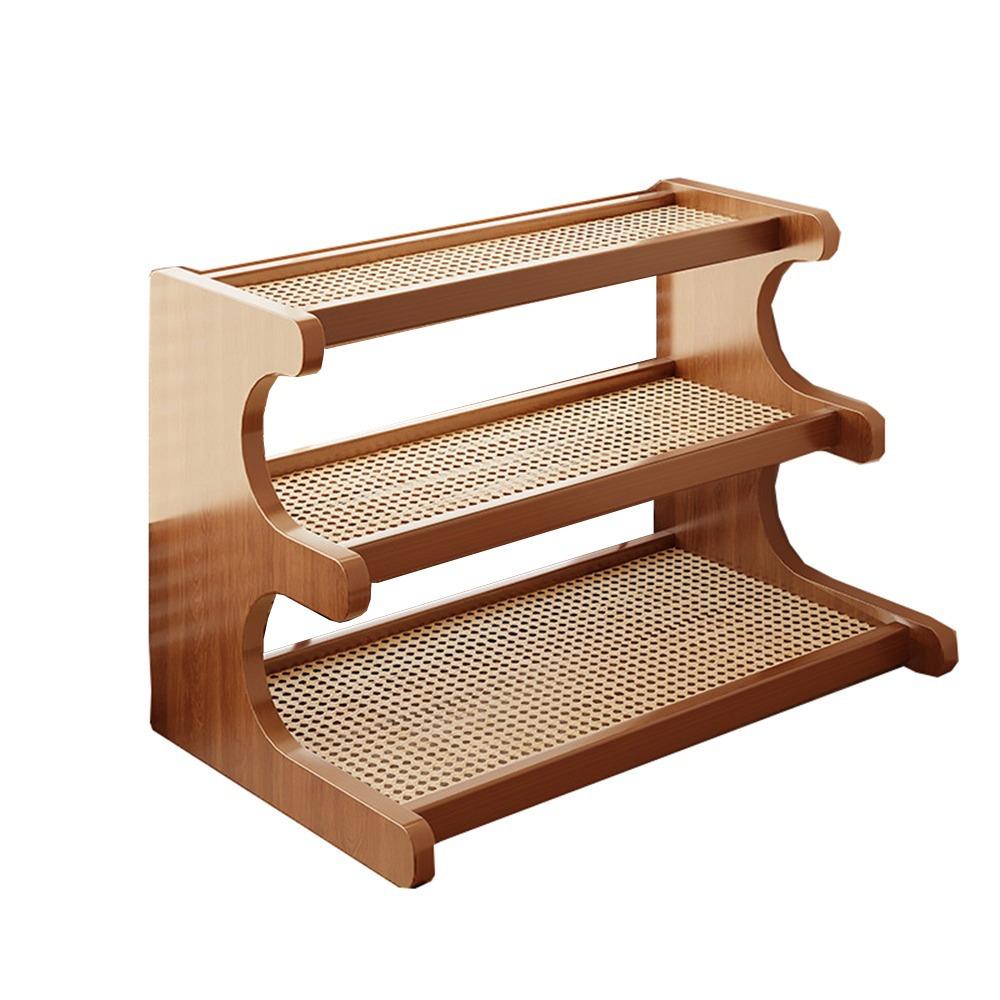 Space-saving Wood Tabletop Stand Compact Simple Shoe Organizer Practical Desk Bookshelf  Seasoning