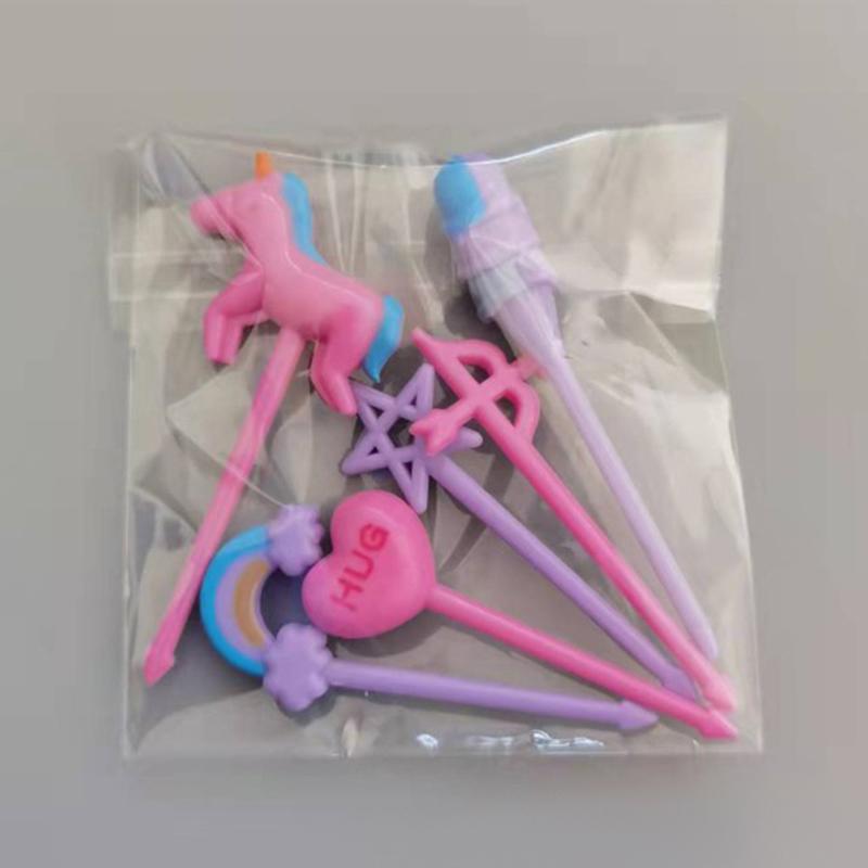 

Милые школьные принадлежности Фруктовая вилка Мини мультяшный детский закуска торт десерт шпажка зубочистка бенто обеды украшение для вечеринки