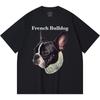 230GSM 100% Cotton T-Shirt French Bulldog-1 Print Tees Funny Harajuku Style Combed Cotton Tshirt