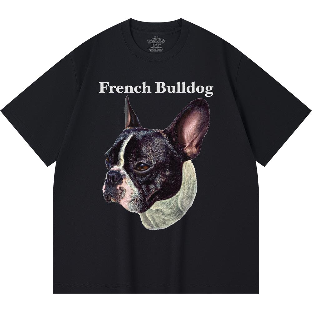 230GSM 100% Cotton T-Shirt French Bulldog-1 Print Tees Funny Harajuku Style Combed Cotton Tshirt
