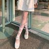 Women Crisscross Ribbon Bandages Low Cut Antislip Cotton Socks Japanese Style Dancing Party Solid Invisible Short Socks