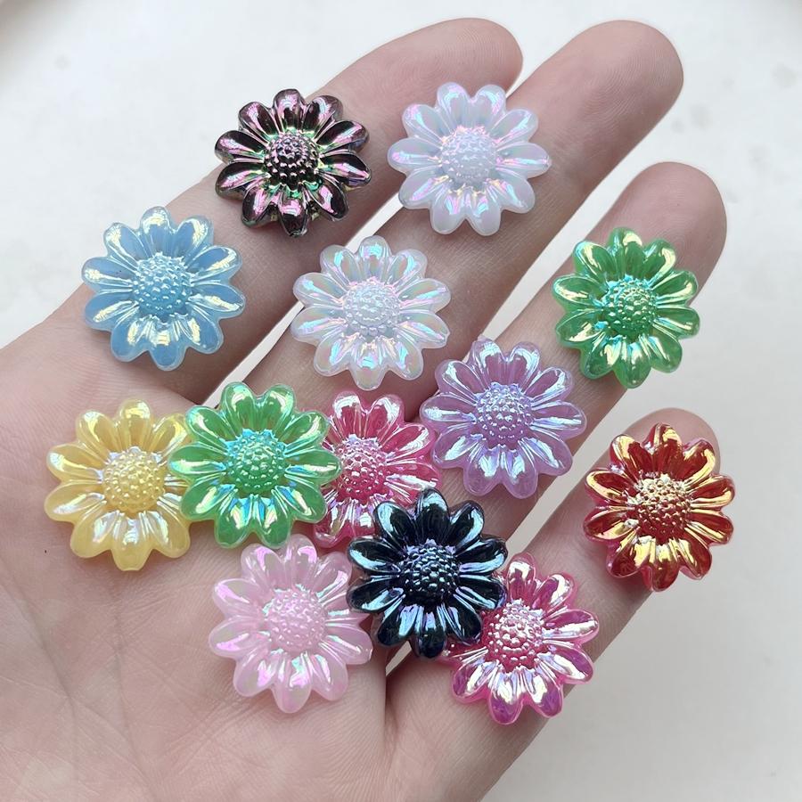 20pcs Mixed 20mm Ab Color Chrysanthemum Decoration Flat Back Diy Hair Accessories Mobile Phone Shell Decoration Flowers