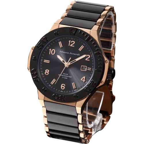 

Mauro Geraldi Men s Solar Ceramic Watch, 10 ATM Water Resistant, Calendar, MJ034-5, Black
