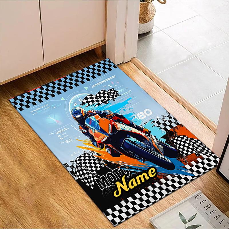 Custom Name Cartoon off-road vehicle fire truck Rug for Living Room, Game Rooms, Office, Bedroom, Floor Mat Playful Design, fan gifts Christmas decor