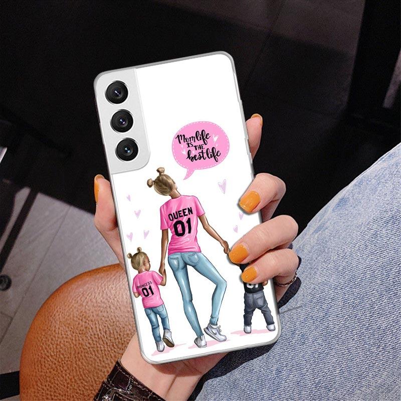Mom Baby Girls Phone Case For Samsung Galaxy S24 S25 Edge S26 Ultra S23 S22 S21 Plus S20 FE + Personalized Print Cover Galaxy S2
